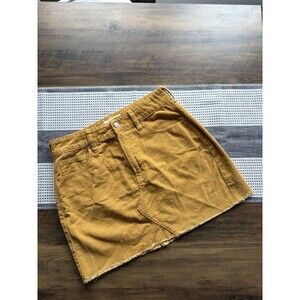 Pacsun Corduroy Mustard Yellow Raw Hem Skirt Size 26 Waist